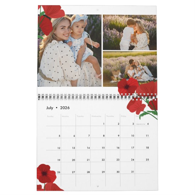 Calendário Colagem de Fotografias das Flores Berries & Greene (Jul 2026)