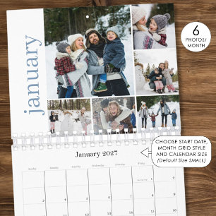 Calendário Colagem de Fotos 6 Fotos Por Mês Moderna