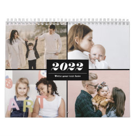 Calendário Colagem de Fotos da Família 2022 Elegante Simples 