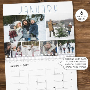 Calendário Colagem de Fotos da Família 6 por Mês Moderna