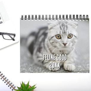 Calendário Colagem de Fotos de Amante de Gatos e Piadas de Ga