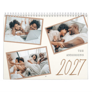 Calendário Colagem de Fotos de Família Boho Minimalista Moder