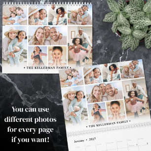 Calendário Colagem de Fotos de Família Minimalista 2027
