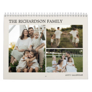 Calendário Colagem de Fotos de Família Personalizada Moderna