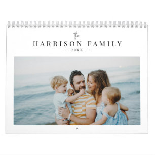 Calendário Colagem de Fotos de Família Personalizada Simples 