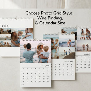 Calendário Colagem de Fotos de Família Personalizada Simples 
