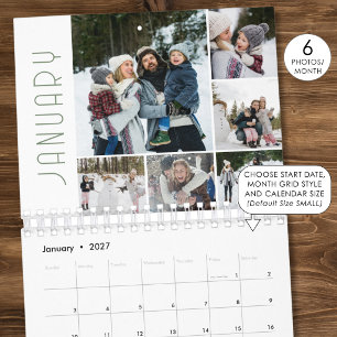 Calendário Colagem de Fotos Moderna 6 Fotos Por Mês