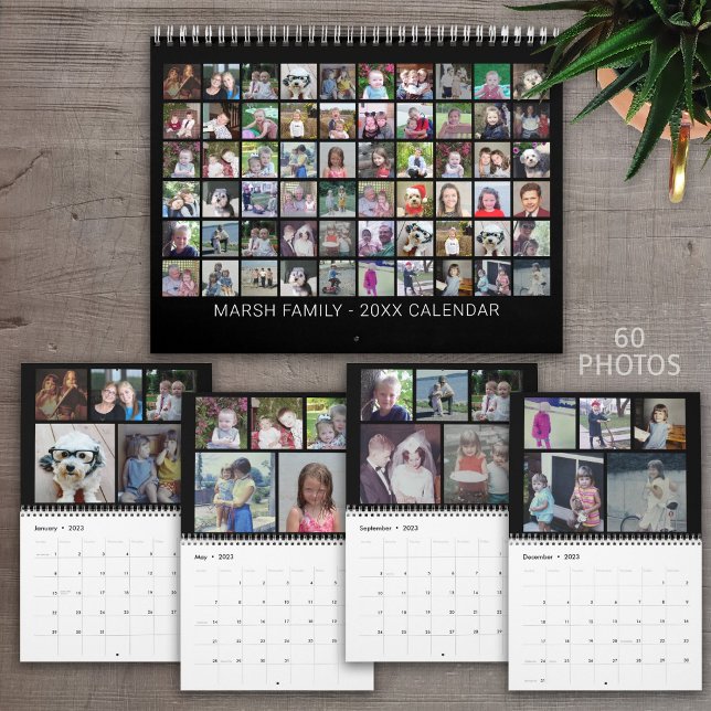 Calendário Colagem de Fotos Personalizada da Família Moderna  (Criador carregado)