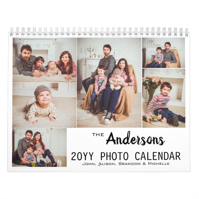 Calendário Colagem de Fotos Personalizada da Família Moderna (Capa)
