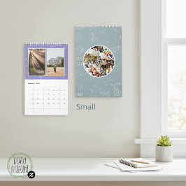 Calendário Colagem de fotos personalizada Rose Line Art 2026