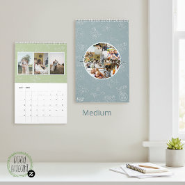 Calendário Colagem de fotos personalizada Rose Line Art 2026