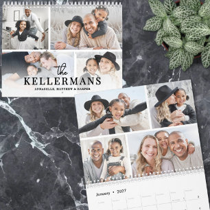 Calendário Colagem de Fotos Personalizada Simples 4 2027