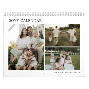 Calendário Colagem de Fotos Personalizadas Simples para Famíl