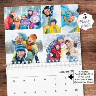 Calendário Colagem de Fotos Simples 5 Por Mês