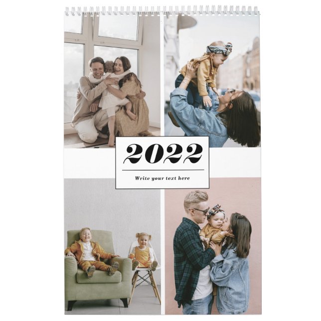 Calendário Colagem de fotos simples da família moderna de ten (Capa)