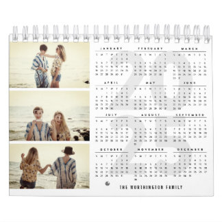 Calendário Colagem de Fotos Simples Moderna Multi-3 Moderna d
