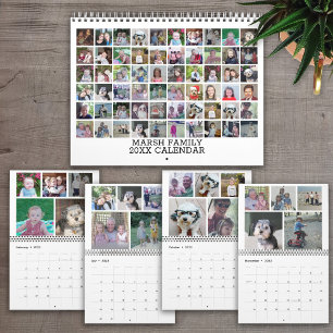 Calendário Colagem Personalizada da Família Moderna de 60 Fot
