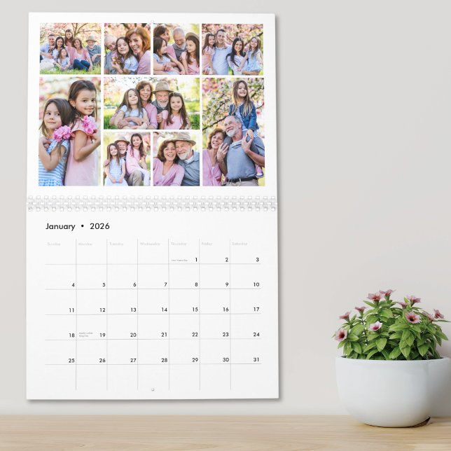 Calendário Colagem Simples de Fotos dos Avós (Simple Grandparents Photo Collage Calendar)