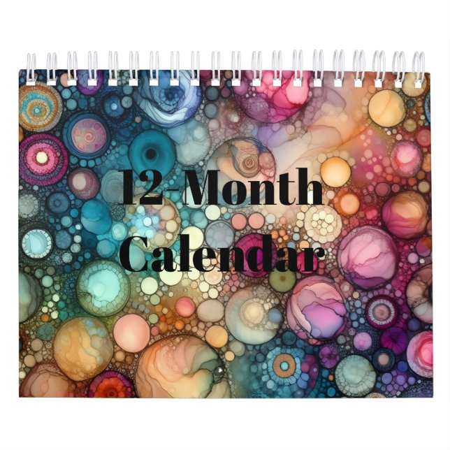 Calendário Colorful Alcohol Ink Design (Capa)