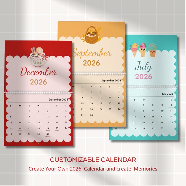 Calendário Colorful Kawaii Seasons Each Month (Criador carregado)