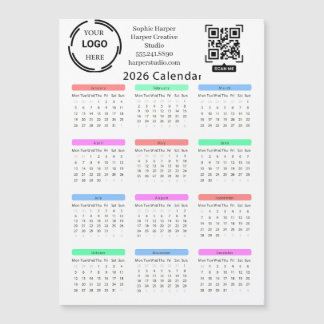 Calendário Colorido QR Código do Logotipo Empresar