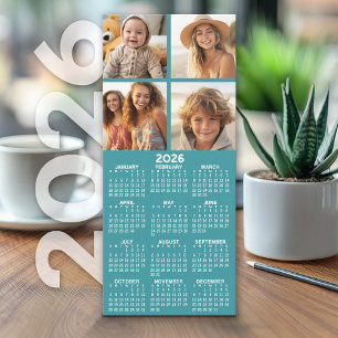 Calendário com 4 Colagem de Fotos - Cartão Azul