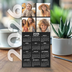 Calendário com 4 Colagem de Fotos - Preto - Cartão