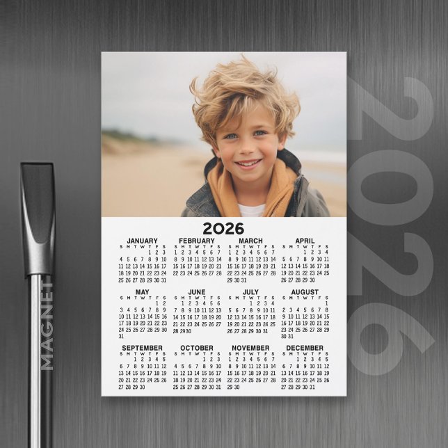 Calendário com Cartão Magnético de Visualização de (2026 Calendar with A Photo and Magnetic Back)