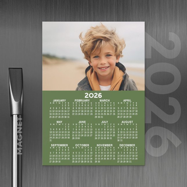 Calendário com Foto - Cartão Magnético Ano Complet (2026 Calendar with A Photo and Magnetic Back)