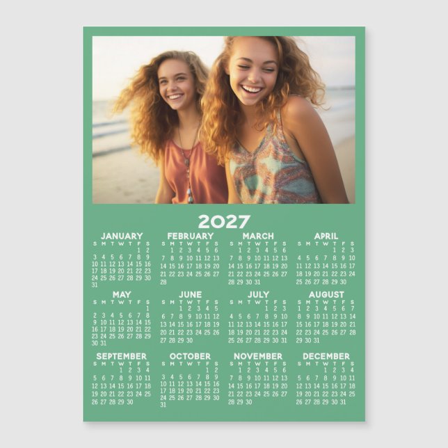 Calendário com Foto Visão Anual Moderna Ímã (Frente)