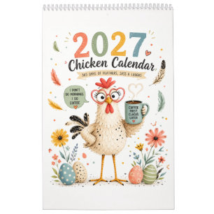 Calendário com galinha engraçada