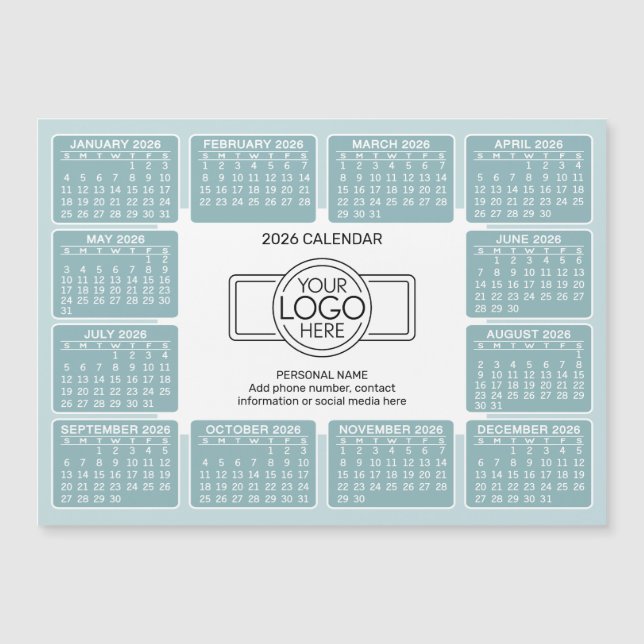Calendário com ímã de informações de contato com l (Frente)