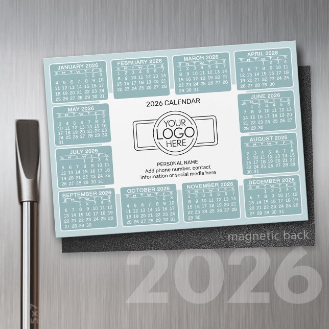 Calendário com logotipo do Magnet de Informações d (2026 Calendar with a Place for your logo - Hand Out To Clients as a Thank You Gift!)