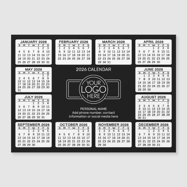 Calendário com logotipo Informações de Contato Pre (Frente)