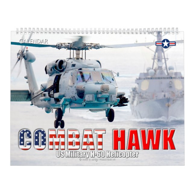 Calendário COMBAT HAWK - Helicóptero H-60 Militar dos EUA (Capa)