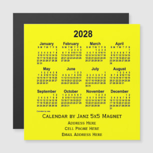 Calendário comercial amarelo de 2028 por Janz