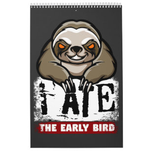 Calendário Comi o pássaro primitivo. preguiça-rabugenta, rabu