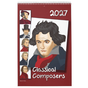 Calendário Compositores Retratos, Estilo Moderno, 2026
