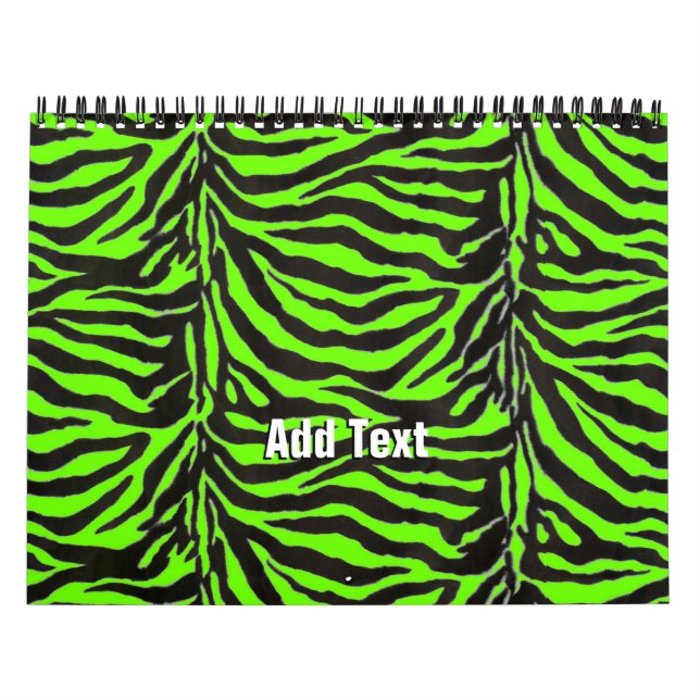 Calendário Contexto de Textura em Pele de Zebra Neon Verde (Capa)