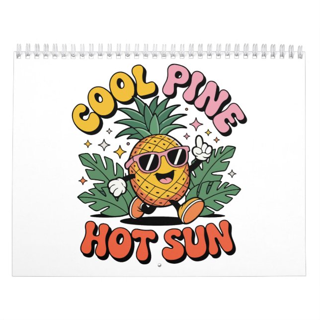Calendário Cool Pine Hot Sun Retro Pineapple Vibrações de Ver (Capa)