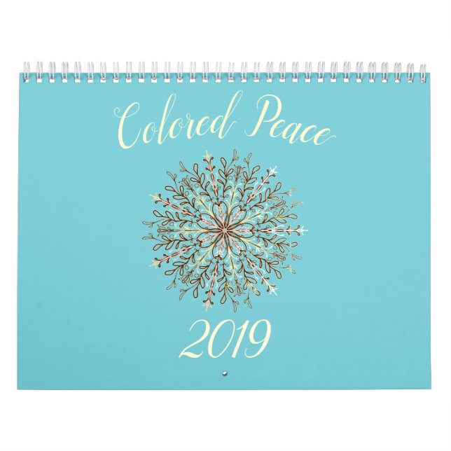Calendário Cor-na mandala preto e branco do caleidoscópio (Capa)