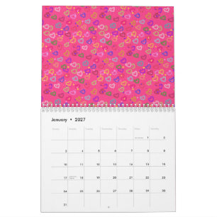 Calendário Coração Colorido Fofo