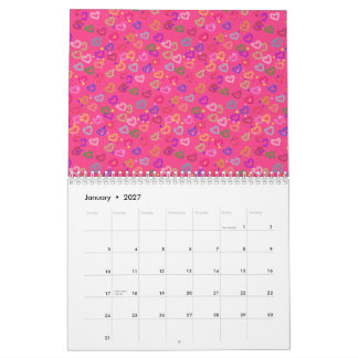 Calendário Coração Colorido Fofo