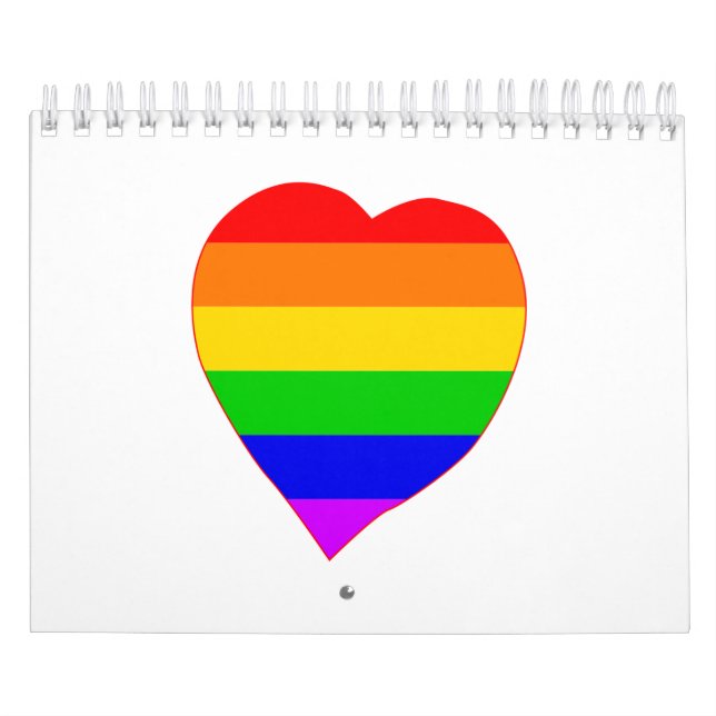 Calendário Coração das cores do arco-íris LGBT (Capa)
