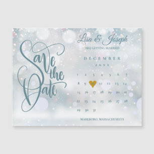 Calendário Coração Dourado de Inverno Salve a Data