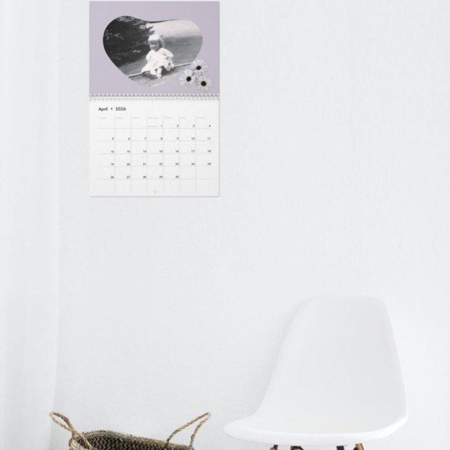 Calendário Coração em Memória Afetuosa Foto Margaridas (Criador carregado)