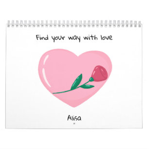 Calendário Corações e frases de inspiração