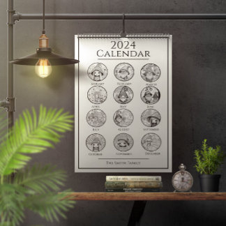 Calendário Corante único do Gnomo Mandala