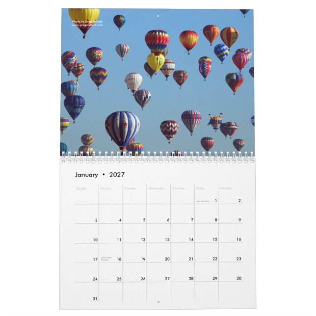 Calendário Cores da queda de Albuquerque (Jan 2027)