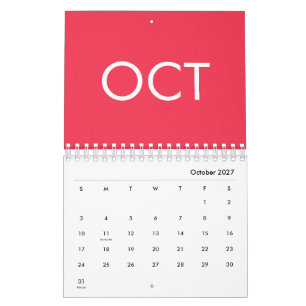 Calendário Cores Quentes Simples Moderno 2027 Colorido